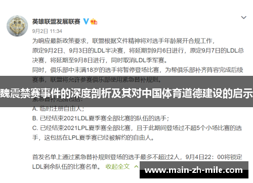 魏震禁赛事件的深度剖析及其对中国体育道德建设的启示 魏震禁赛事件的深度剖析及其对中国体育道德建设的启示